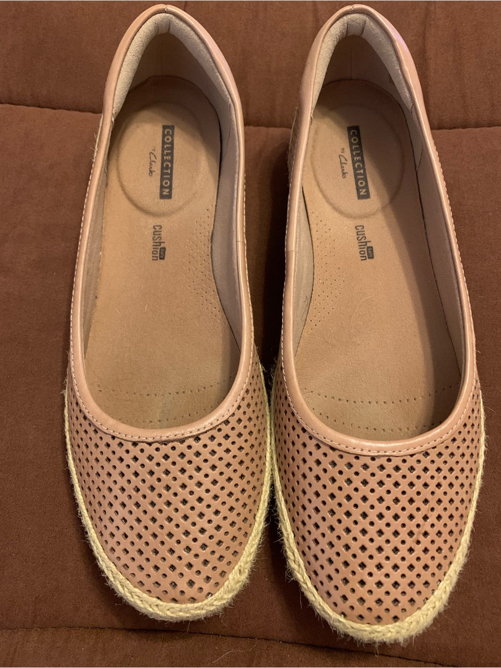 Clarks Collection Nude Beige Perforated Espadrille Flats